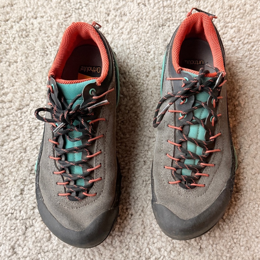 La Sportiva Women's Gray Orange Turquoise Hiking Shoes Size 6.5